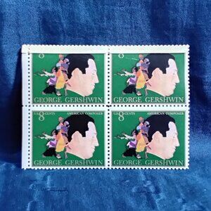 Uncirculated USA 1973 George Gershwin Block of Four 8 Cent Stamps!!